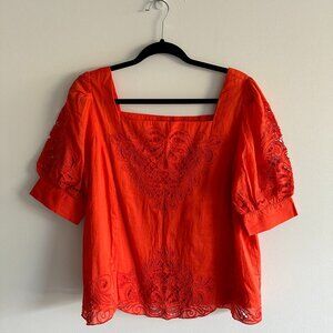 Anthropologie Geranium/Orange Blouse Size M